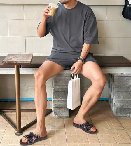COFACE Mens Sport Recovery Sandals Plantar Fasciitis Soft Cushion Lightweight Orthotic Slides for Men Brown Size 10.5 - Image 2