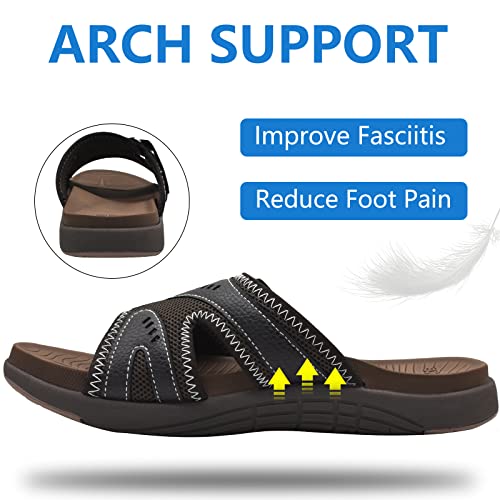 COFACE Mens Sport Recovery Sandals Plantar Fasciitis Soft Cushion Lightweight Orthotic Slides for Men Brown Size 10.5 - Image 3
