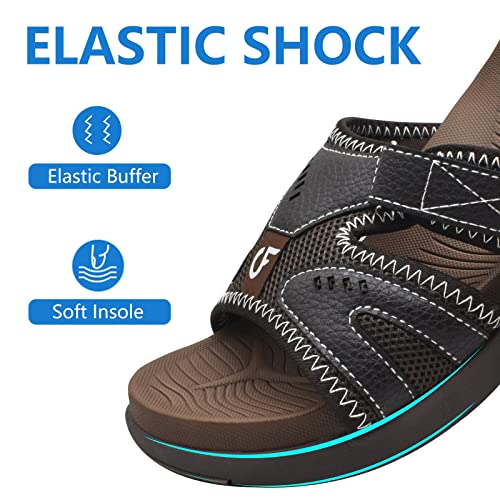COFACE Mens Sport Recovery Sandals Plantar Fasciitis Soft Cushion Lightweight Orthotic Slides for Men Brown Size 10.5 - Image 5