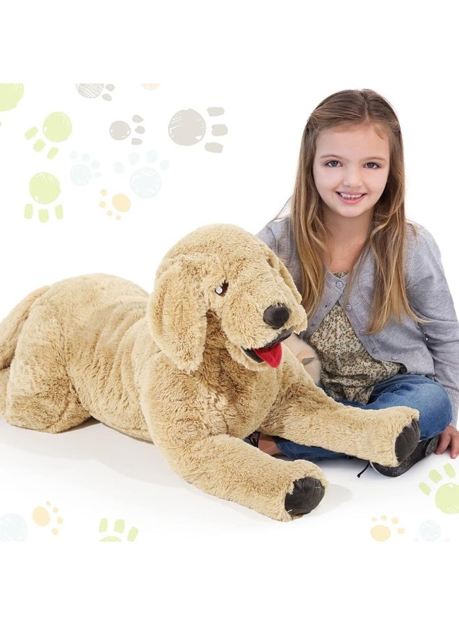 Geosar Giant Dog Stuffed Animals Fluffy Labrador Large Stuffed Dog Hugging Toy Big Cuddly Plush Body Pillow Gifts for Adult Kids, Pets on Birthday Party Thanksgiving Xmas, Gold(70 cm/ 27.5 inch) - Image 4