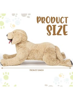Geosar Geosar Giant Dog Stuffed Animals Fluffy Labrador Large Stuffed Dog Hugging Toy Big Cuddly Plush Body Pillow Gifts for Adult Kids, Pets on Birthday Party Thanksgiving Xmas, Gold(70 cm/ 27.5 inch)  - Image 2