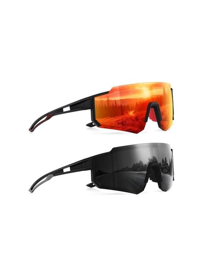 بروماس نظارات شمسية رياضية مستقطبة، نظارات شمسية رياضية، للرجال والنساء، للقيادة والصيد والجري، نظارات شمسية، نظارات شمسية للجبال البيسبول للحماية من الأشعة فوق البنفسجية (لونان) - Image 1