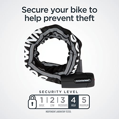Schwinn Reflective Chain Key Lock for Bike, 3 feet x 8mm Anti Theft Bicycle Lock, Security Level 4 - Image 2