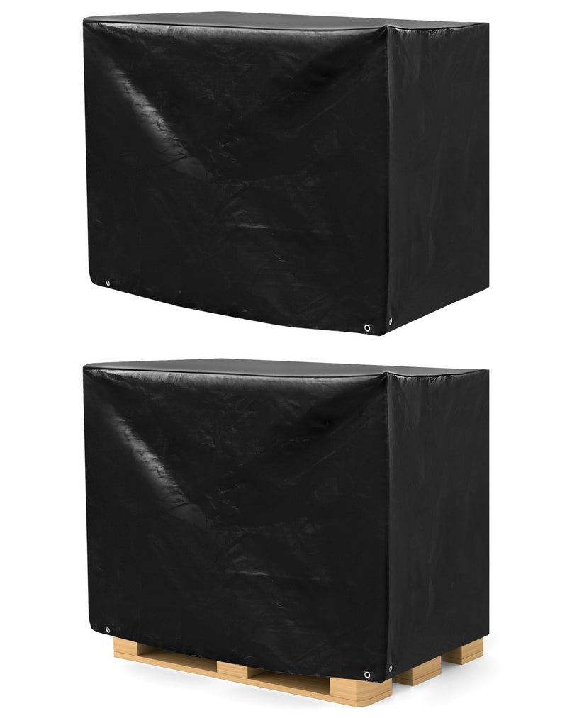 QWORK Pallet Cover 2 Pack Heavy Duty Outdoor PE Waterproof Pallet Cover 12 Mil Thick 4 Ft x 5 Ft x 4 Ft Perforated Roll Protects Pallets AC Units Generators Patio Furniture Black