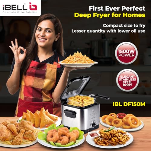 IBELL 1.5L Electric Deep Fryer Machine for Home 1500W, Transparent Lid, low oil consumption, Stainless Steel, Temperature Control (Silver) - Image 4