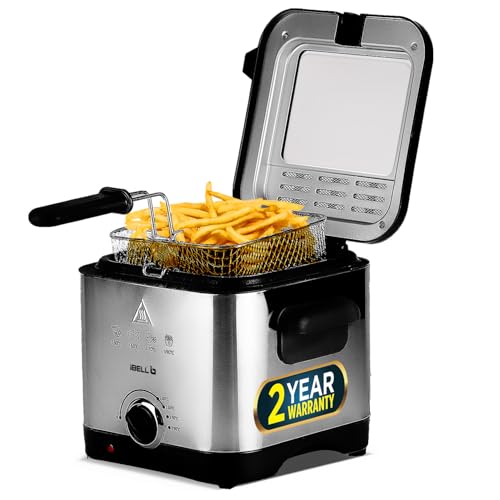 IBELL 1.5L Electric Deep Fryer Machine for Home 1500W, Transparent Lid, low oil consumption, Stainless Steel, Temperature Control (Silver) - Image 1