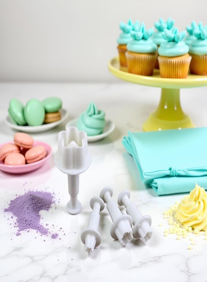 GOUDOGEDC 4Pcs Flower Plunger Cookie Cutter DIY Blossom Flower Cake Fondant Mold Plastic Cake Decorating Tools Baking Accessories Cookie Cutters For Baking Plastic, Fondant Cutter - Image 2