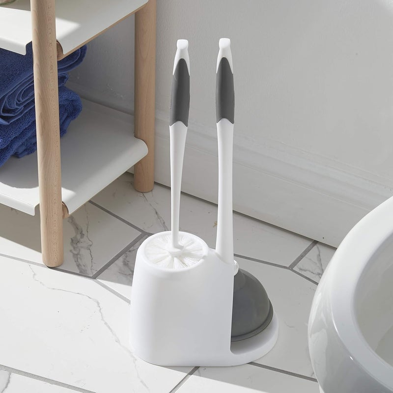Clorox Toilet Plunger and Bowl Brush Combo with Caddy, 6.75 x 7 x 19.5 in, White/Gray - Image 5
