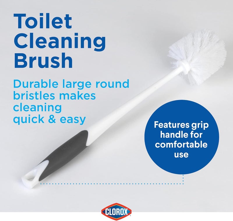 Clorox Toilet Plunger and Bowl Brush Combo with Caddy, 6.75 x 7 x 19.5 in, White/Gray - Image 3
