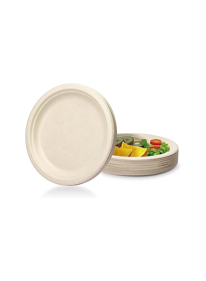 Raxoom Biodegradable Sugarcane Bagasse Plate 9 Inch, Natural Alternative to Plastic Or Paper, Eco-Friendly Compsotable Disposable Bagasse Plate (25 Pack) - Image 2