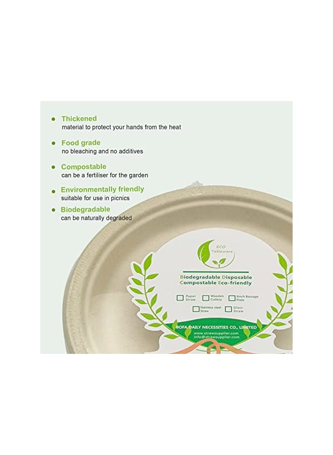 Raxoom Biodegradable Sugarcane Bagasse Plate 9 Inch, Natural Alternative to Plastic Or Paper, Eco-Friendly Compsotable Disposable Bagasse Plate (25 Pack) - Image 4