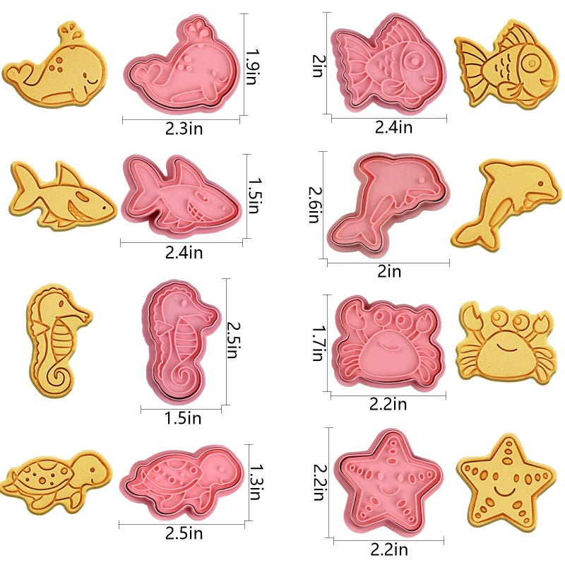 Sakolla Ocean Cookie Cutters With Plunger Stamps Set,8 Piece See Cookie Cutters,Sea Embossing Cutter For Fondant Biscuit Cheese Baking - Image 3