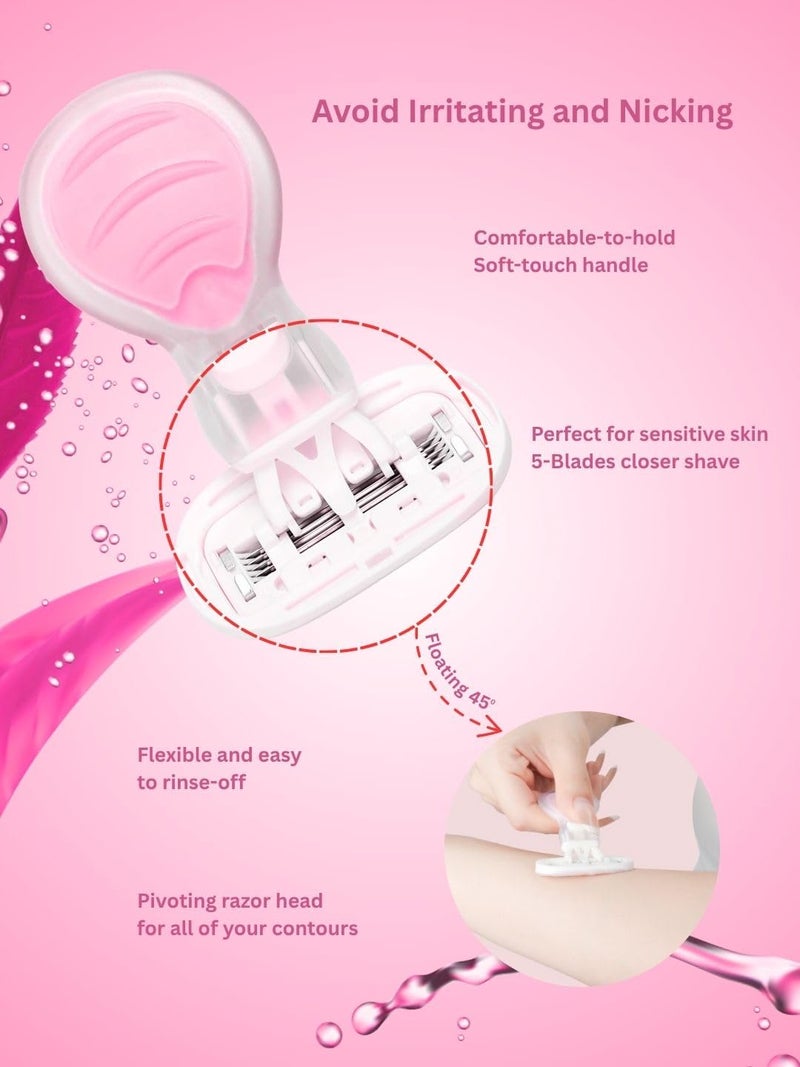 CareDone Body Razor for Women's Hair Removal |1 Pc | With Travel Case | 3-Blade Precision | Smooth & Hassle-Free Shaving on the Go (Pink) - Image 3