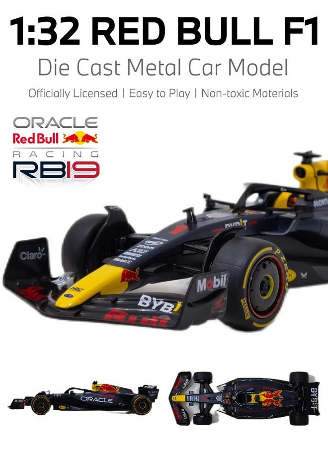 راستار نموذج سيارة RASTAR 64600 1/32 RedBull F1 Die Cast Metal - سيارة RedBull F1 RB19 مصبوبة ومرخصة رسميًا للعب والعرض - هدية مثالية - أزرق  - Image 3