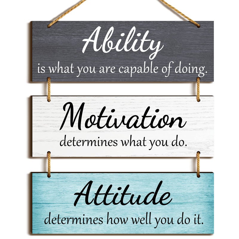 Jetec Office Wall Decor Inspirational Motivational Plaques with Sayings Rustic Wooden Hangings Ability Sign for Coworker Home Valentines Day Gift Office Artwork Decoration(Fresh Color) - Image 1