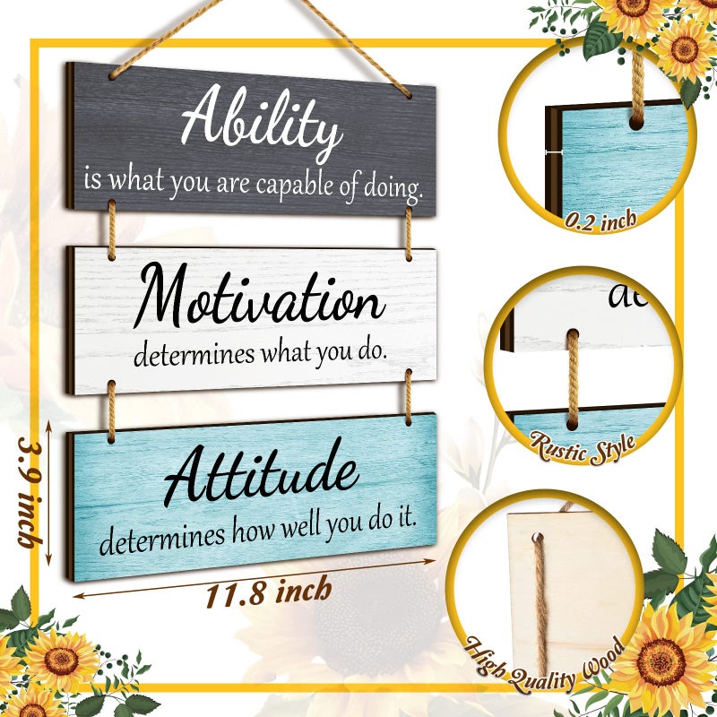 Jetec Office Wall Decor Inspirational Motivational Plaques with Sayings Rustic Wooden Hangings Ability Sign for Coworker Home Valentines Day Gift Office Artwork Decoration(Fresh Color) - Image 3
