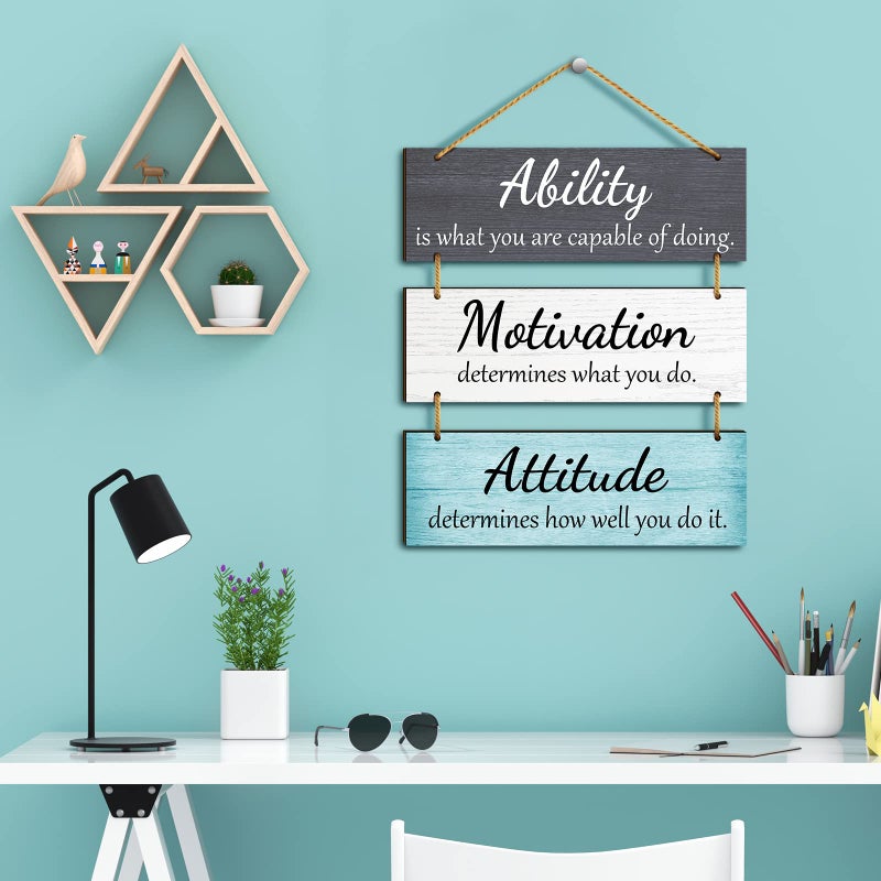 Jetec Office Wall Decor Inspirational Motivational Plaques with Sayings Rustic Wooden Hangings Ability Sign for Coworker Home Valentines Day Gift Office Artwork Decoration(Fresh Color) - Image 2
