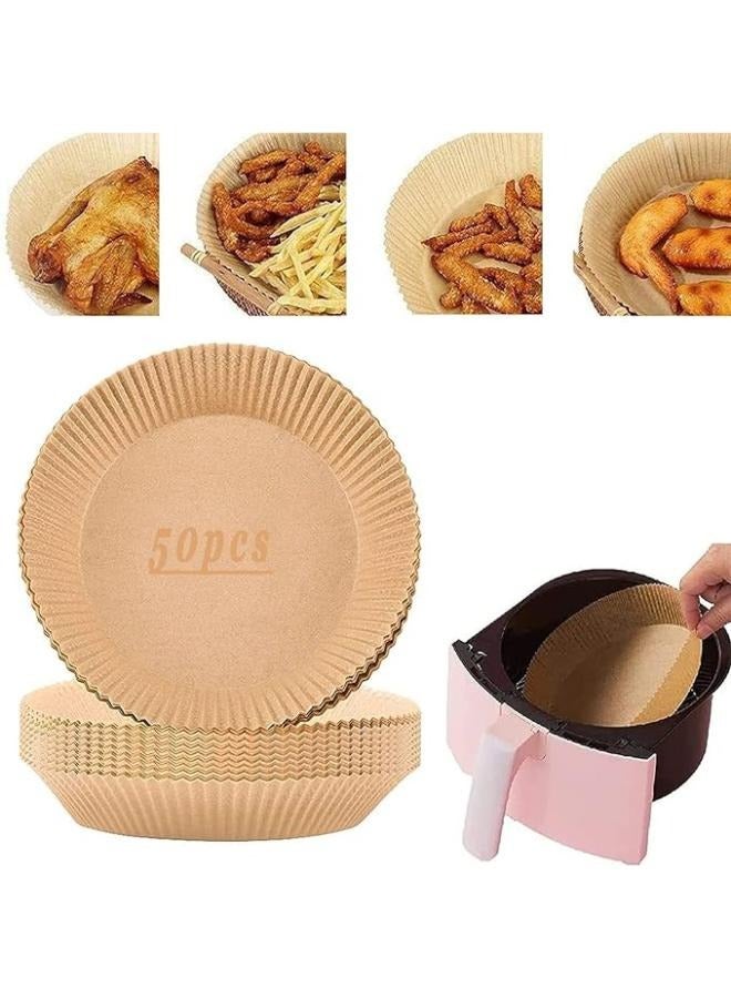 50 Pieces Air Fryer Non-stick Disposable Paper Liner Baking Paper for Air Fryer Oil-proof Waterproof Parchment for Baking Roasting Microwave - Image 1