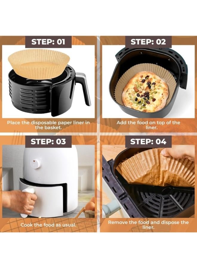 50 Pieces Air Fryer Non-stick Disposable Paper Liner Baking Paper for Air Fryer Oil-proof Waterproof Parchment for Baking Roasting Microwave - Image 3