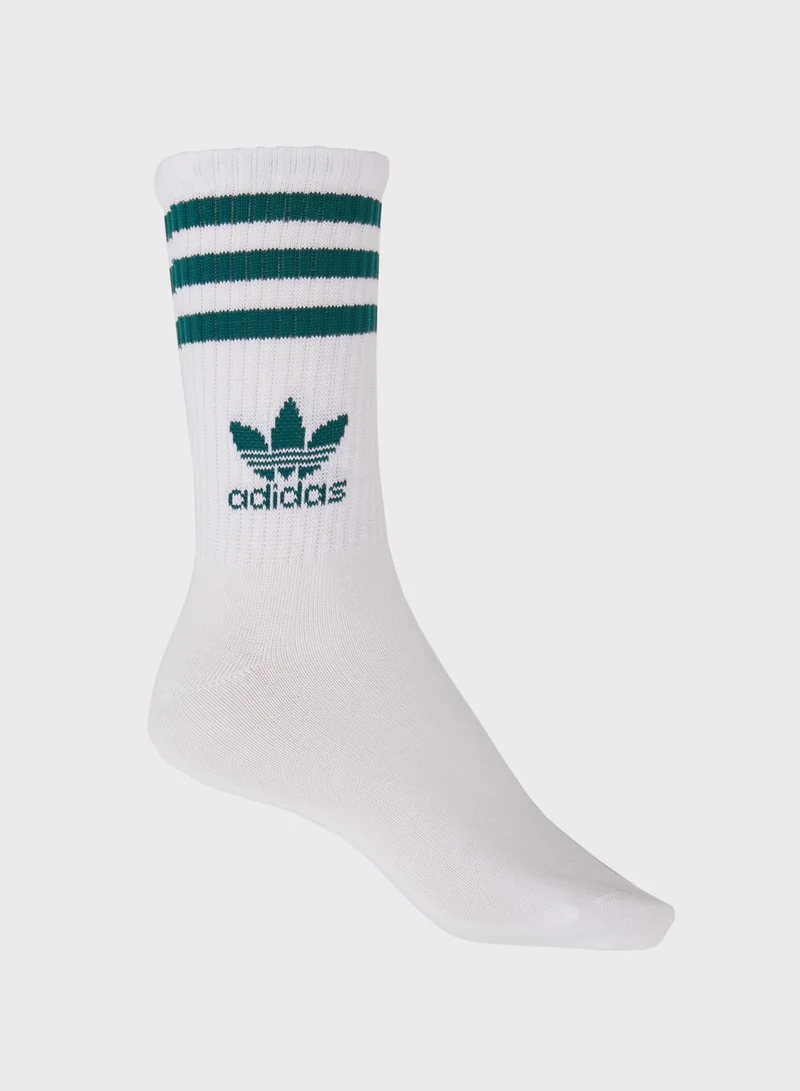 adidas Originals 3 Pack 3 Stripes Crew Socks
