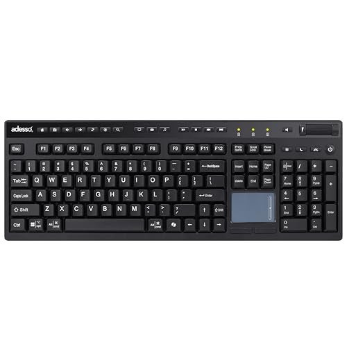 Adesso Wireless Keyboard with Touchpad 104 Key Full Size USB Dongle Receiver Multi OS Support Works with MacOs System & Multimedia Hotkeys Volume Control with Scroll Wheel WKB-4450UB - Image 3