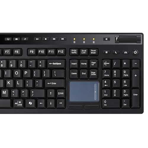 Adesso Wireless Keyboard with Touchpad 104 Key Full Size USB Dongle Receiver Multi OS Support Works with MacOs System & Multimedia Hotkeys Volume Control with Scroll Wheel WKB-4450UB - Image 2