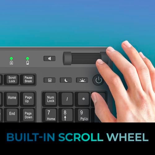 Adesso Wireless Keyboard with Touchpad 104 Key Full Size USB Dongle Receiver Multi OS Support Works with MacOs System & Multimedia Hotkeys Volume Control with Scroll Wheel WKB-4450UB - Image 4