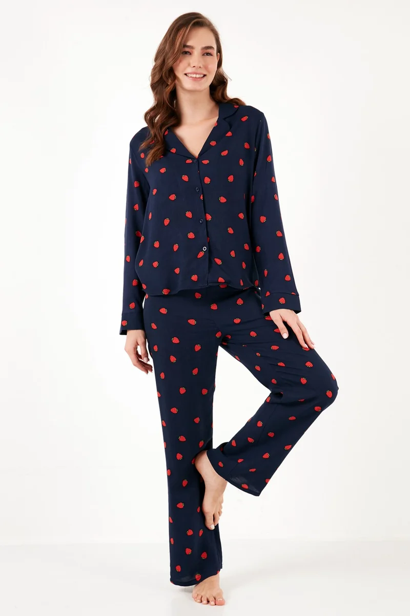 Lela Reguar Fit Soft Textured Pajama Set Women's Pajama Set 611PT288Y