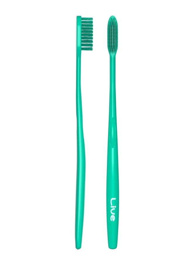 LiveOrals Ultra-Fine Bristle Toothbrush (Pack of 6 – Triangle Head Manual Toothbrush with 0.017mm Soft Bristles & Ergonomic Thumb Grip for Gentle and Precise Cleaning, Mint Color - Image 2