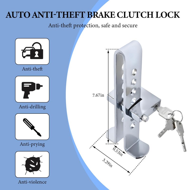 DXNQ Portable 8 Holes Brake Pedal Lock Stainless Steel Auto Clutch Vehicle Security Protection Safety Lock Car Accessories - Image 4