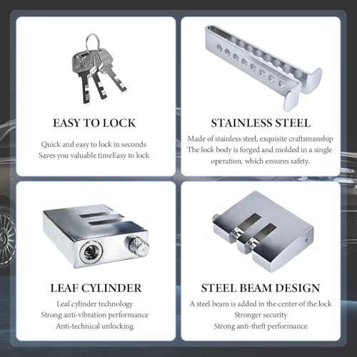 DXNQ Portable 8 Holes Brake Pedal Lock Stainless Steel Auto Clutch Vehicle Security Protection Safety Lock Car Accessories - Image 5