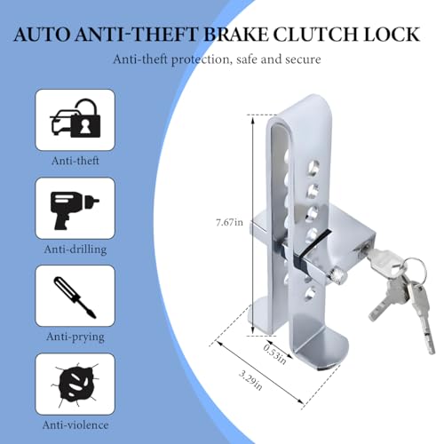 DXNQ Portable 8 Holes Brake Pedal Lock Stainless Steel Auto Clutch Vehicle Security Protection Safety Lock Car Accessories - Image 3