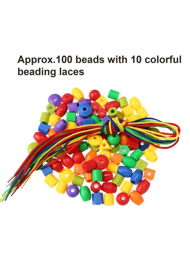 TOODOO String Beads With 100 Beads, 10 Strings And Lacing Beads Set For Toddlers Preschool Learning Occupational Autism - Image 4