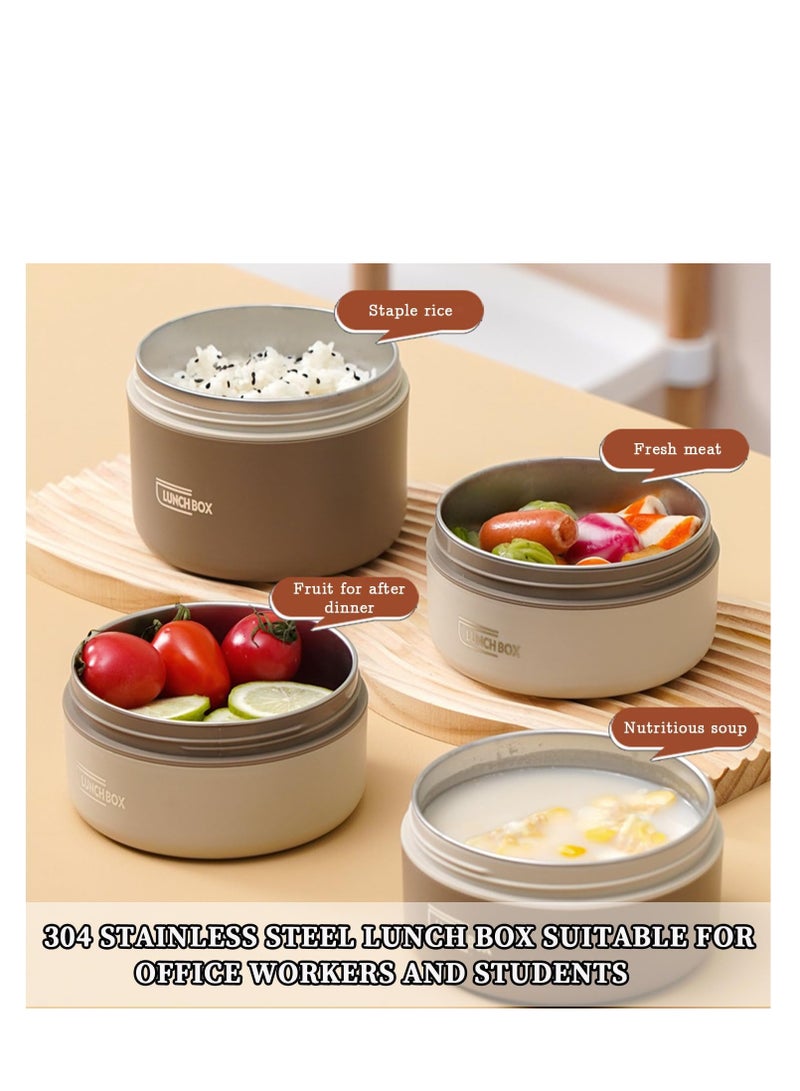 غطاء صندوق الغداء لانش بوكس حراري من الفولاذ المقاوم للصدأ صندوق غداء مانع للتسرب، طقم علب حفظ طعام معزول محمولة داخل حقيبة للكبار والأطفال - علبة حفظ طعام قابلة للتكديس- 3 طبقات - Image 5