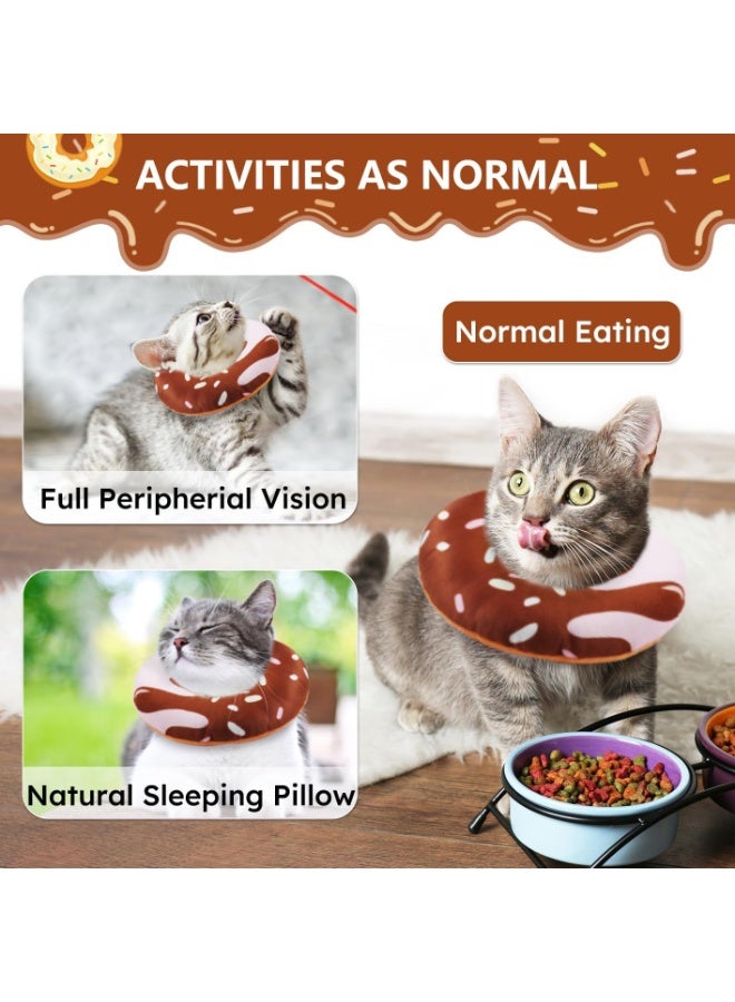 Cat Cone Collar Soft, Cat Recovery Collar for Wound Healing Cute Donut Adjustable Kitten Cones to Stop Licking Comfortable Lightweight Neck Elizabethan Collars for Cats Kittens After Surgery - Image 3