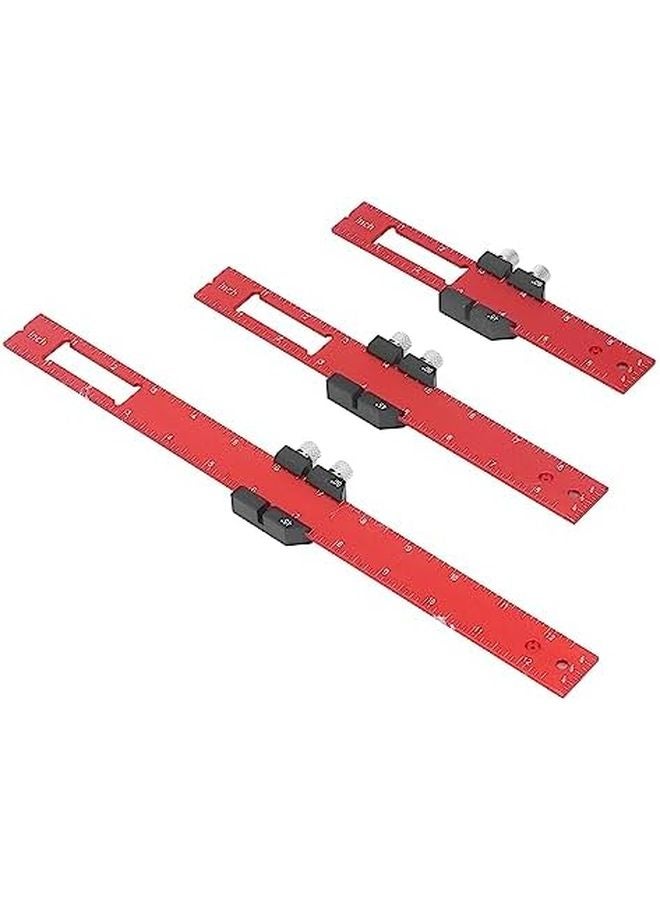 3Pcs Woodworking Ruler Set With Metal Slide T Type Scribing Tool - Image 3