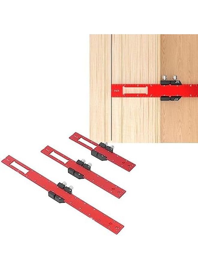 3Pcs Woodworking Ruler Set With Metal Slide T Type Scribing Tool - Image 5