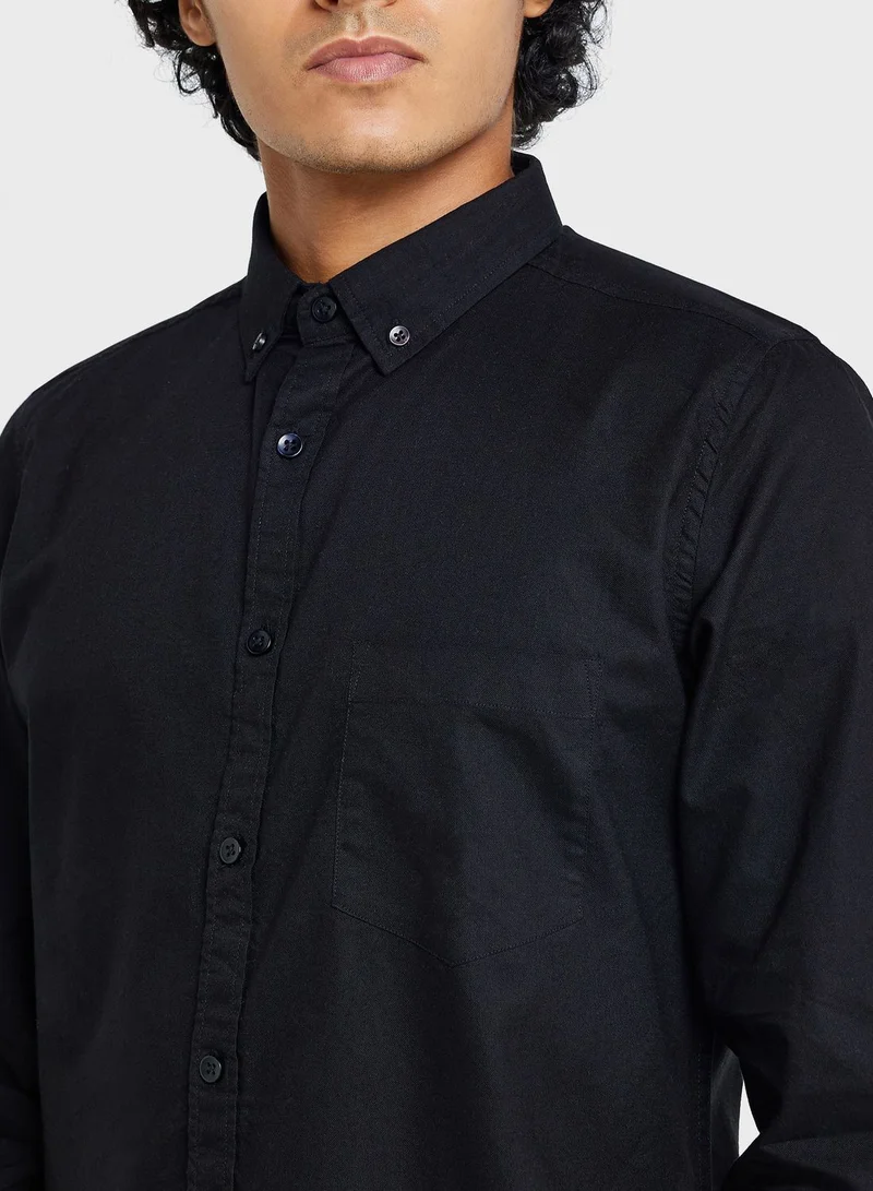 Seventy Five Pure Cotton Casual Single Pocket Shirt