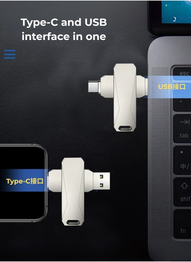 محرك أقراص فلاش USB مزدوج الواجهة من النوع C بسعة 64 جيجابايت U782C_2 فضي  - Image 3