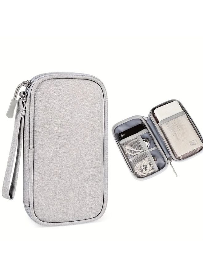 Gray Digital Accessory Storage Bag Waterproof Protective Case For Power Banks USB Drives Headphones Data Cables Travel 1pc - Image 1