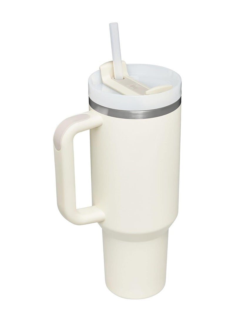 Stanley Stanley Quencher H2.0 FlowState Stainless Steel Vacuum Insulated Tumbler with Lid and Straw for Water, Iced Tea or Coffee, Smoothie and More, Cream, 40 oz  - Image 2
