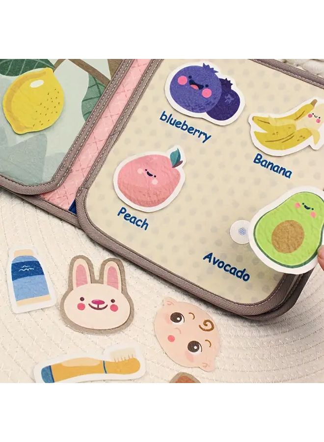 كتب القماش الناعمة للأطفال، لعبة هادئة تفاعلية لليوم مع رسومات الفواكه والخضروات - Image 5