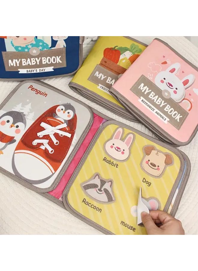 كتب القماش الناعمة للأطفال، لعبة هادئة تفاعلية لليوم مع رسومات الفواكه والخضروات - Image 4