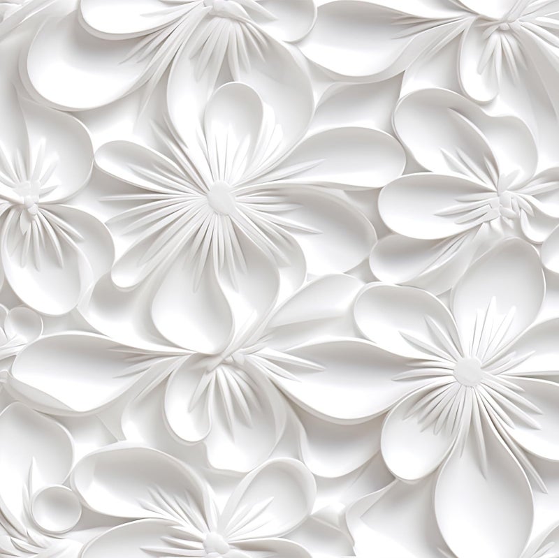 Stickyart 3D White Floral Wallpaper Peel and Stick 3D Flower White Contact Paper Self Adhesive Embossed Pattern Wallpaper Removable Modern Wall Paper for Bedroom Bathroom Walls Cabinets 17.5"x80" - Image 1