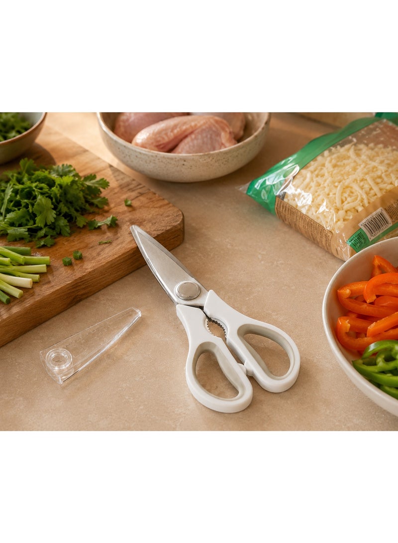 Kitchen Scissors Stainless Steel Food-Grade BPA-Free Handle Protective Cover Ergonomic Grip for Poultry Seafood Vegetables (Grey) - Image 3