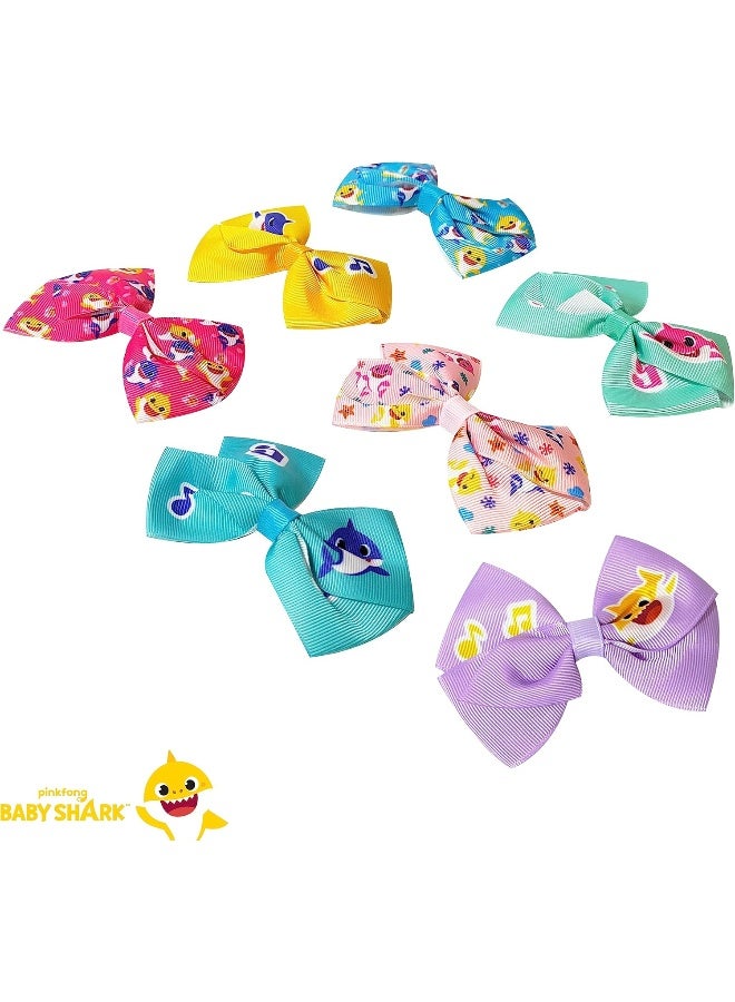 Luv Her Baby Shark Kids Hair Bows - Hair Accessories Gift Set - 7 Pcs 4 Inch Bundle for Girls - Different Character on each Clip - Alligator Clip - Ages 3 + - Image 2