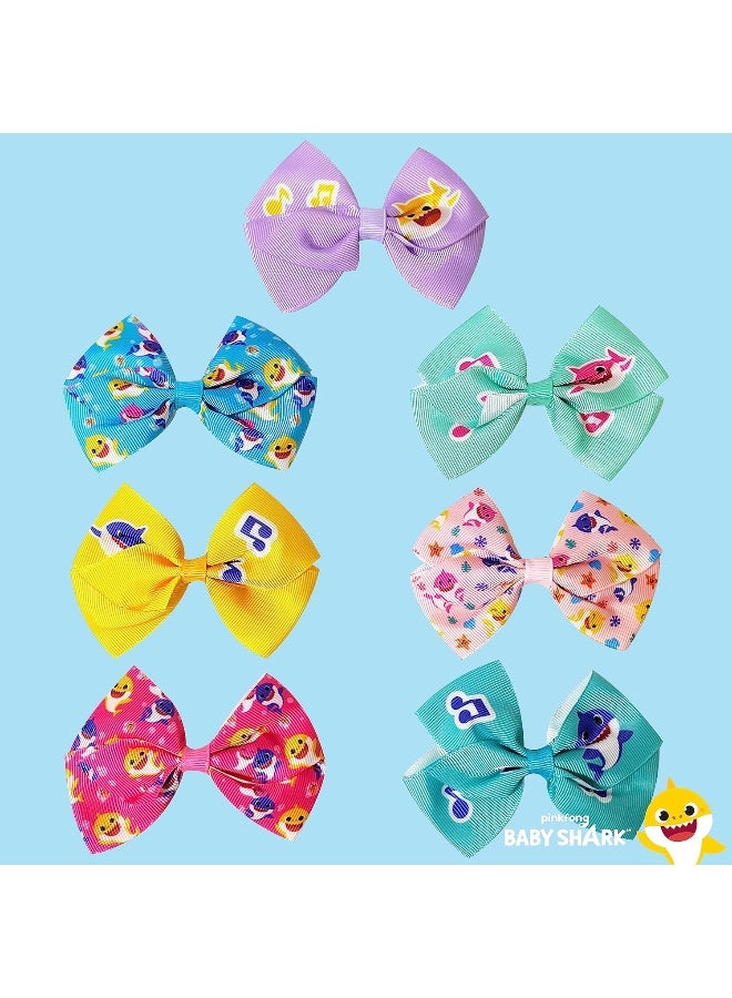 Luv Her Baby Shark Kids Hair Bows - Hair Accessories Gift Set - 7 Pcs 4 Inch Bundle for Girls - Different Character on each Clip - Alligator Clip - Ages 3 + - Image 5