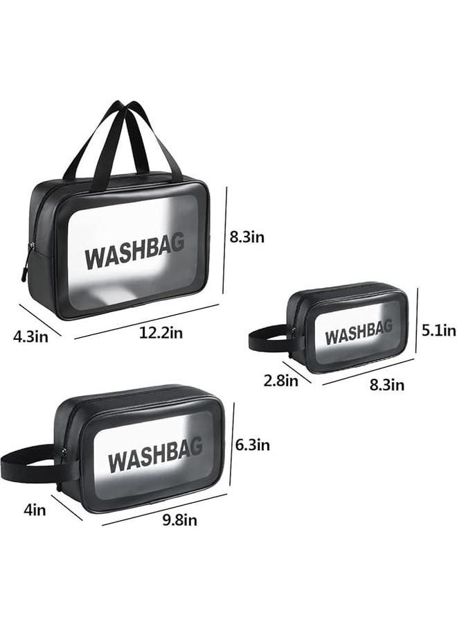 Generic Clear Toiletry Bag Set 3 PCS Makeup Cosmetic Bag Transparent Travel Wash Bag for Women and Girls  - Image 2