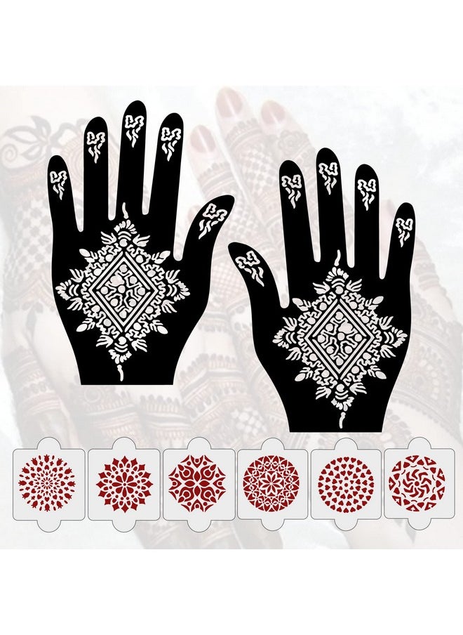 Pack Of 8 Pcs (2 Pcs Heena Stencil Tatto + 6 Pcs Laser Cut Pvc Reusable Heena Stencils), Heena Mehandi Sticker, Mehandi Stickers For Full Hand For Women, Girls And Kids, Easy To Apply, Ivh-70 - pzsku/Z1D05F895051BD77E18FFZ/45/_/1723297801/c6d76553-5685-4b1e-ade4-145c909a0fa0