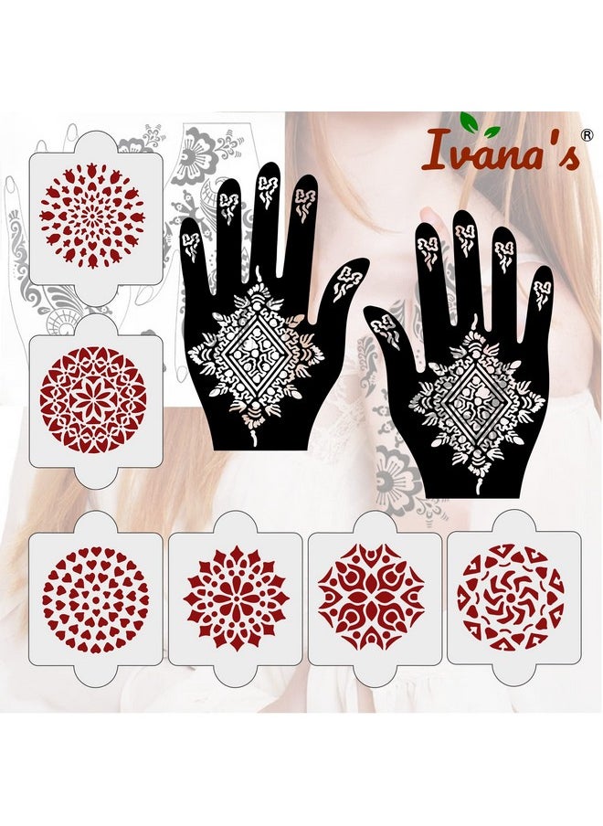 Pack Of 8 Pcs (2 Pcs Heena Stencil Tatto + 6 Pcs Laser Cut Pvc Reusable Heena Stencils), Heena Mehandi Sticker, Mehandi Stickers For Full Hand For Women, Girls And Kids, Easy To Apply, Ivh-70 - pzsku/Z1D05F895051BD77E18FFZ/45/_/1723297802/b1acf451-74b3-49ef-adc1-a08bb6abd460